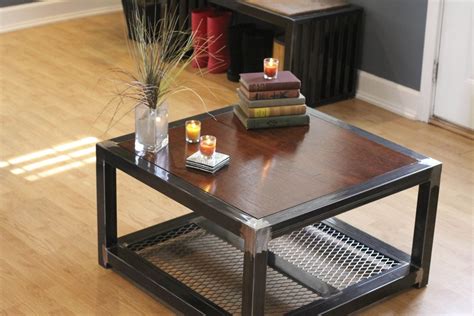 wood box on metal stand coffee table|Metal Box Coffee Table .